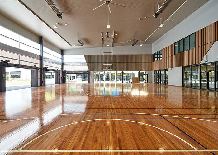 International standard, full-sized indoor sports court.